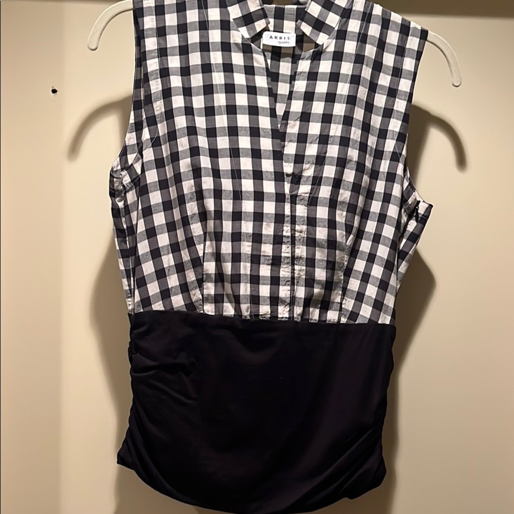 AKRIS Black and White Checkered Women's Top